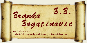 Branko Bogatinović vizit kartica